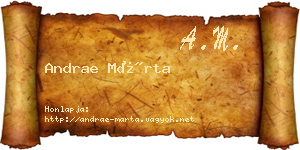 Andrae Márta névjegykártya